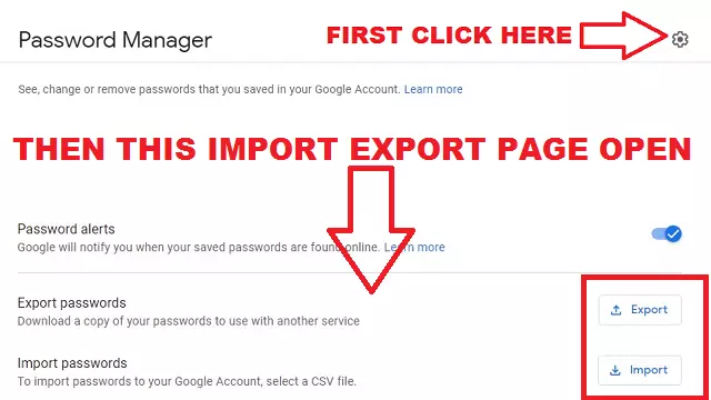 google chrome password export button enable