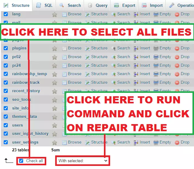 how to repair database in wordpress