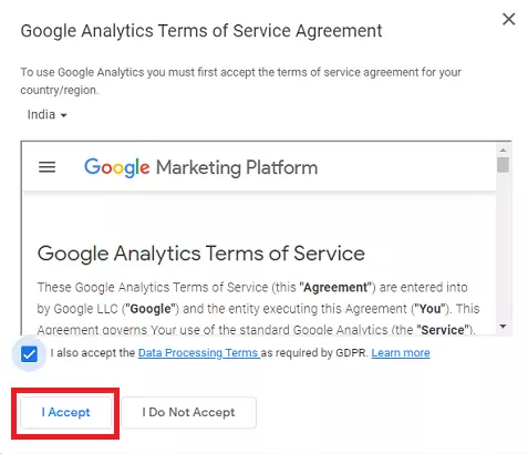 google analytics term of services